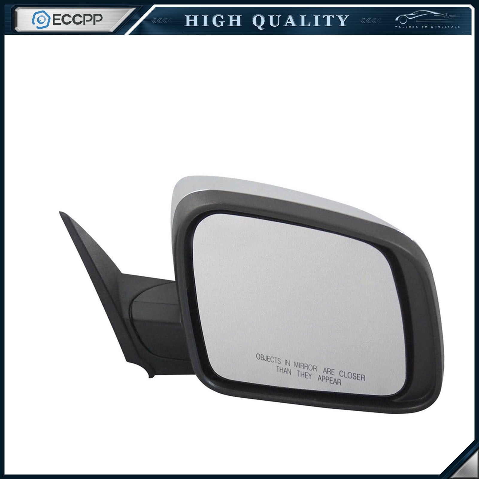 Chrome Power Mirror Passenger Side Heaeted For 14-18 DODGE DURANGO Manual Fold 6B93BC-57