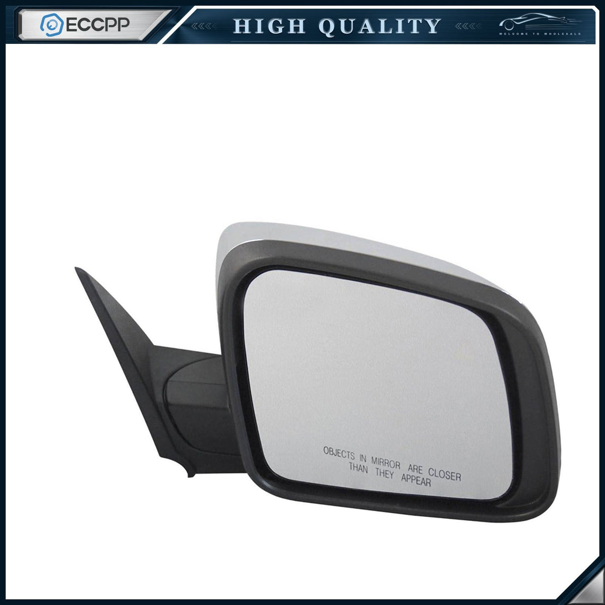 Chrome Power Mirror Passenger Side Heaeted For 14-18 DODGE DURANGO Manual Fold 6B93BC-57
