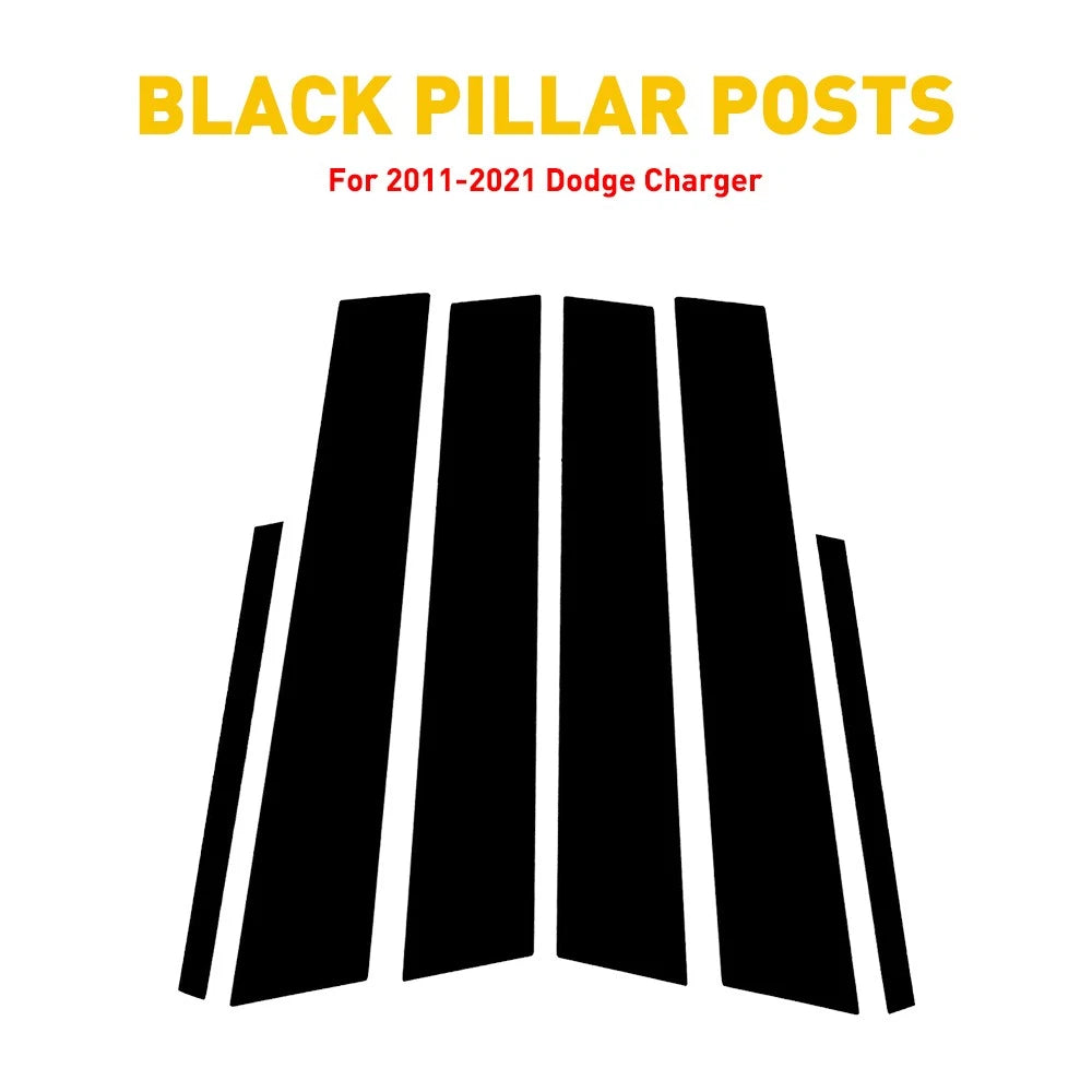 For Dodge Charger 2011-2021 6pc Black Pillar Posts Set Door Trim Piano Cover EOA 6B93BC-57