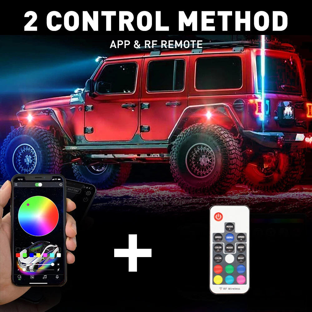 6pcs RGB Dream Color Underglow LED Kit Car Neon Strip Light Music APP Bluetooth 6B93BC-57