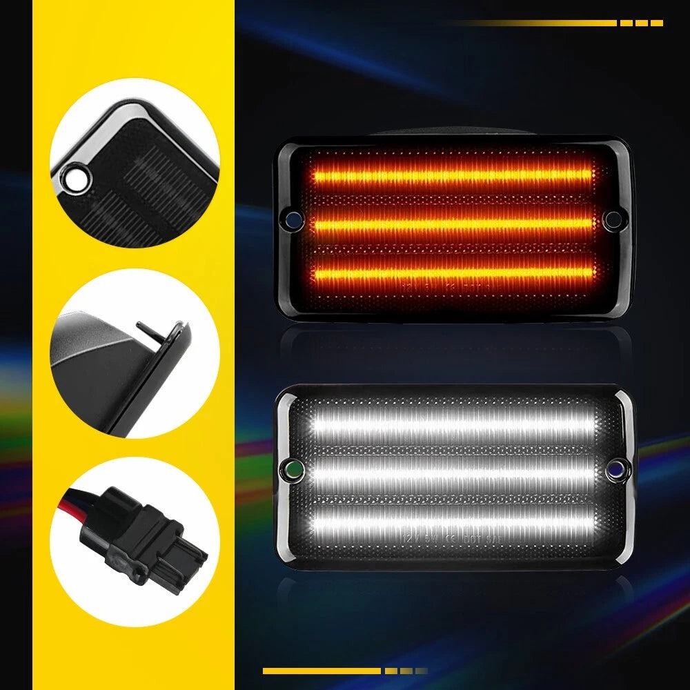 For Jeep Wrangler TJ 1997-06 Smoked LED Bumper Signal Front Side Marker Lights A 6B93BC-57