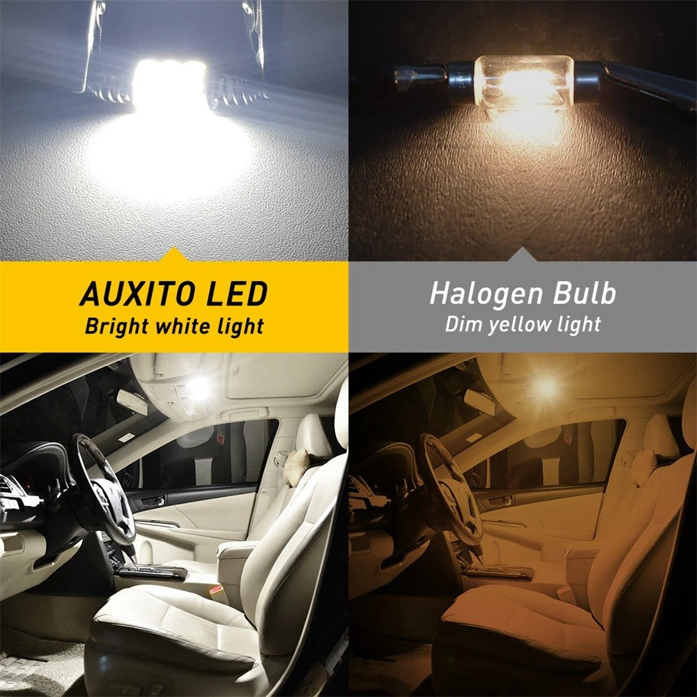 6pcs AUXITO CANBUS 31MM Festoon DE3175 LED Map Dome Interior Light Bulbs EOA AUXITO