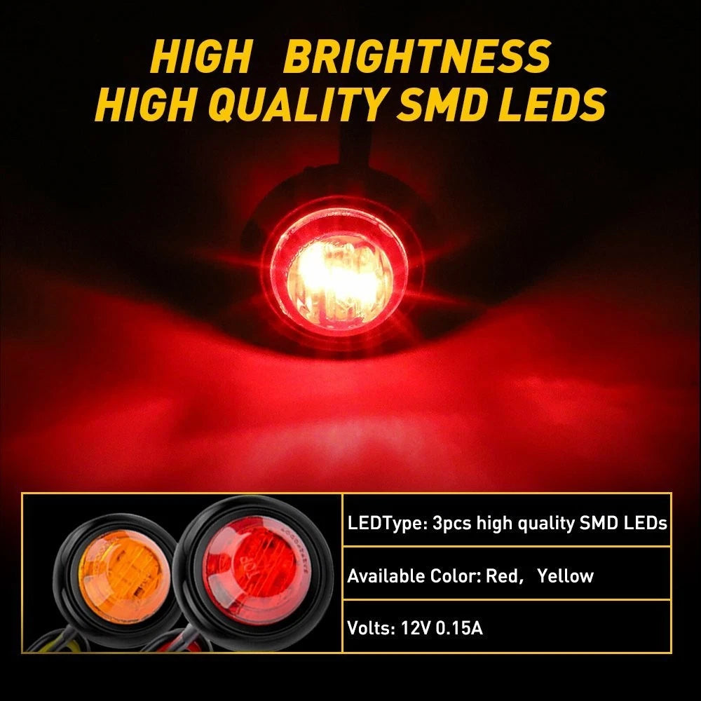 20X Red Amber LED Bullet Side Marker Light Flush Mount Truck Trailer 3/4" EOA 6B93BC-57