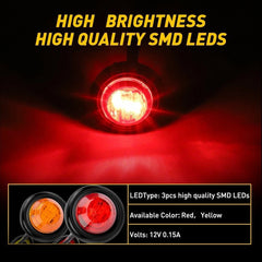 20X Red Amber LED Bullet Side Marker Light Flush Mount Truck Trailer 3/4" EOA 6B93BC-57