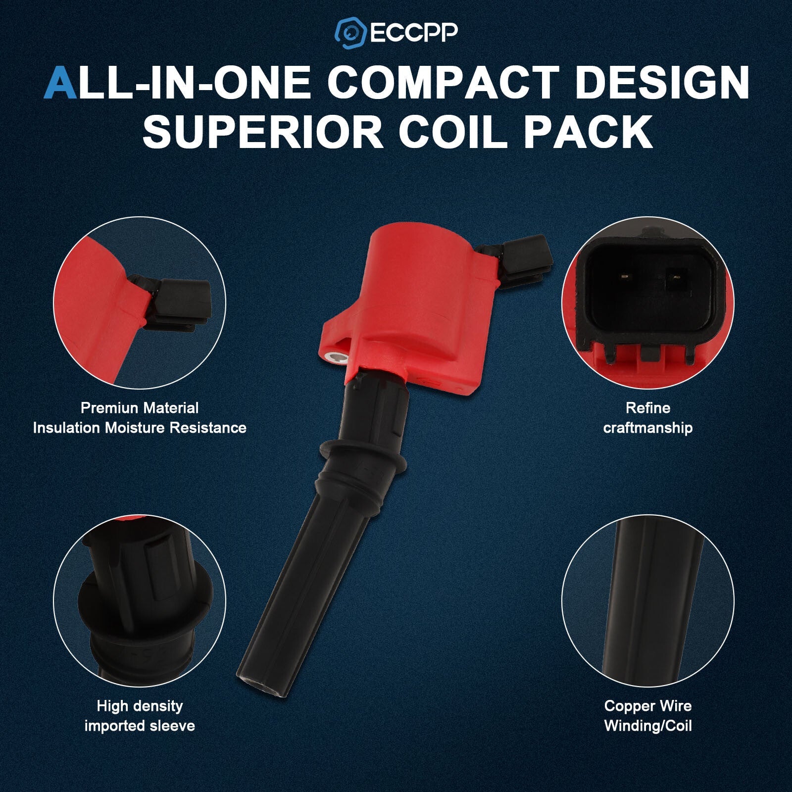 ECCPP 8 Red Ignition Coils For 00-10 Ford F-150 4.6L V8 2002-2005 Ford Explorer 6B93BC-57