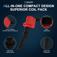 ECCPP 8 Red Ignition Coils For 00-10 Ford F-150 4.6L V8 2002-2005 Ford Explorer 6B93BC-57