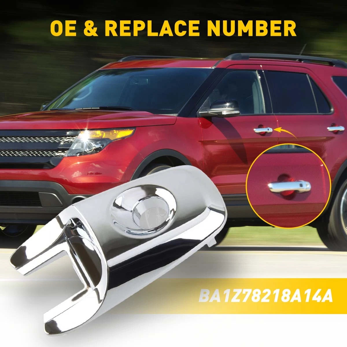 For Ford Explorer Front Driver Chrome Exterior Door Handle Lock Cylinder Cap EOA 6B93BC-57