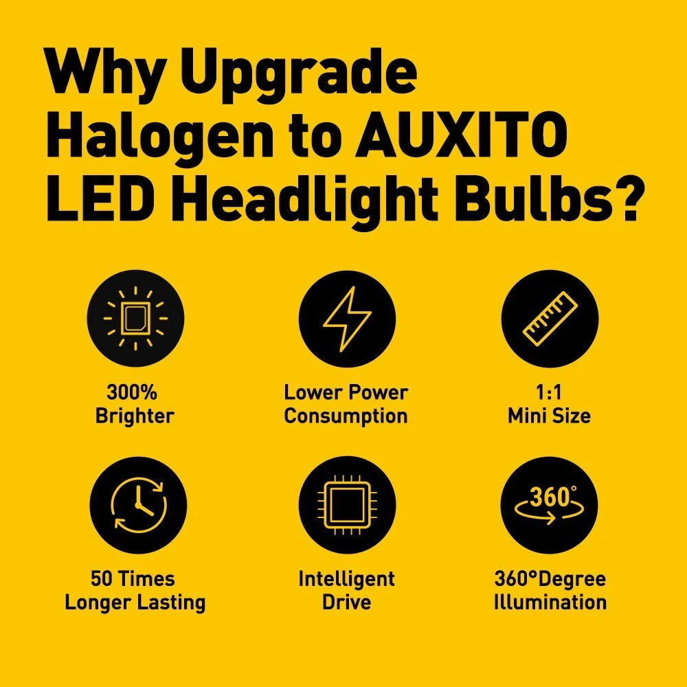 AUXITO H8 H9 H11 LED Headlight Bulbs Error Free 6000K Lighting Low Beam X1 EOA AUXITO