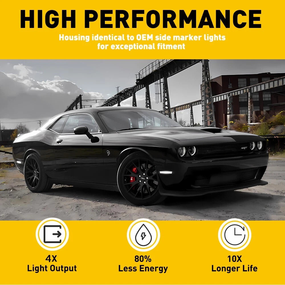 For 2015-2022 Dodge Challenger Rear White Bumper Side Marker Lamps Lights 6B93BC-57