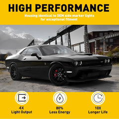 For 2015-2022 Dodge Challenger Rear White Bumper Side Marker Lamps Lights 6B93BC-57