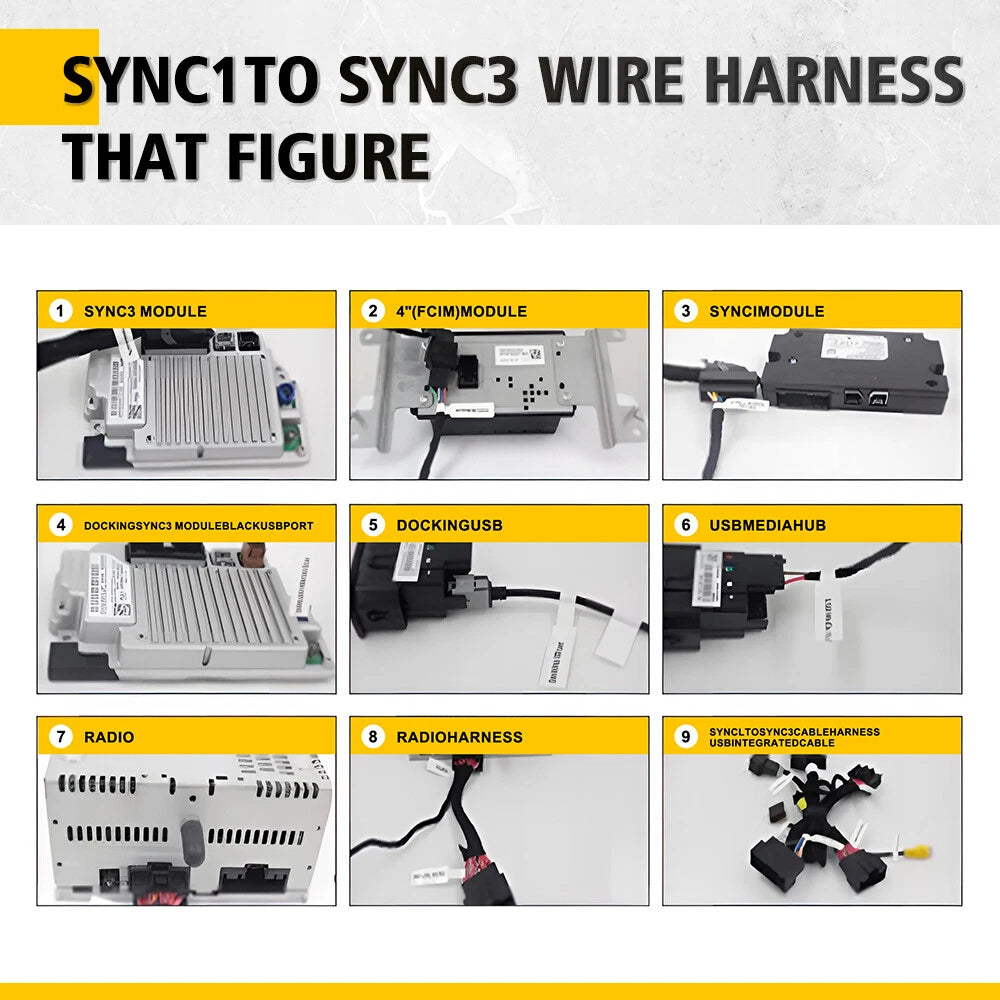 4" To 8" PNP Conversion Power Harness SYNC 1 to SYNC 2 3 for Ford F-150 Explorer 6B93BC-57