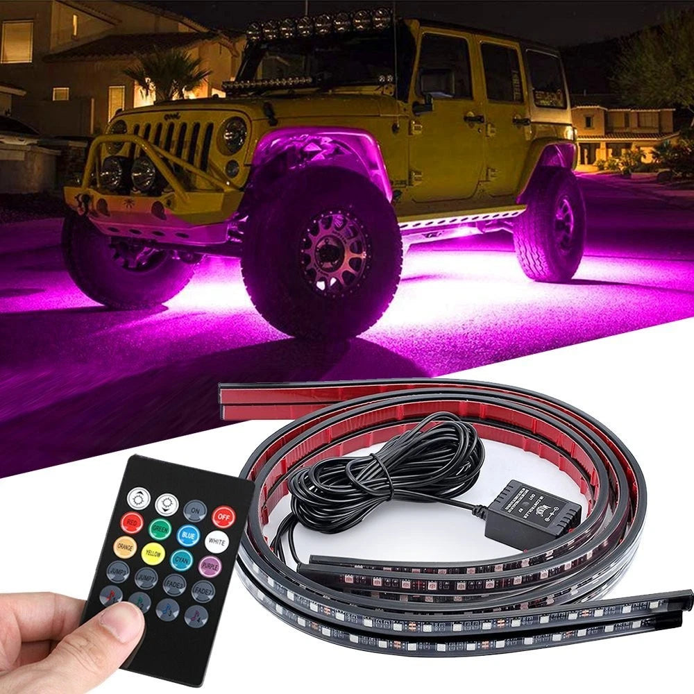 4X RGB LED Under Tube Car Underglow Underbody System Light Neon Strip Lamp D 6B93BC-57