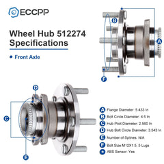 1Pc Rear Wheel Hub Bearing For Mitsubishi Galant Eclipse FWD W/ ABS 2005-2012 MITSUBISHI