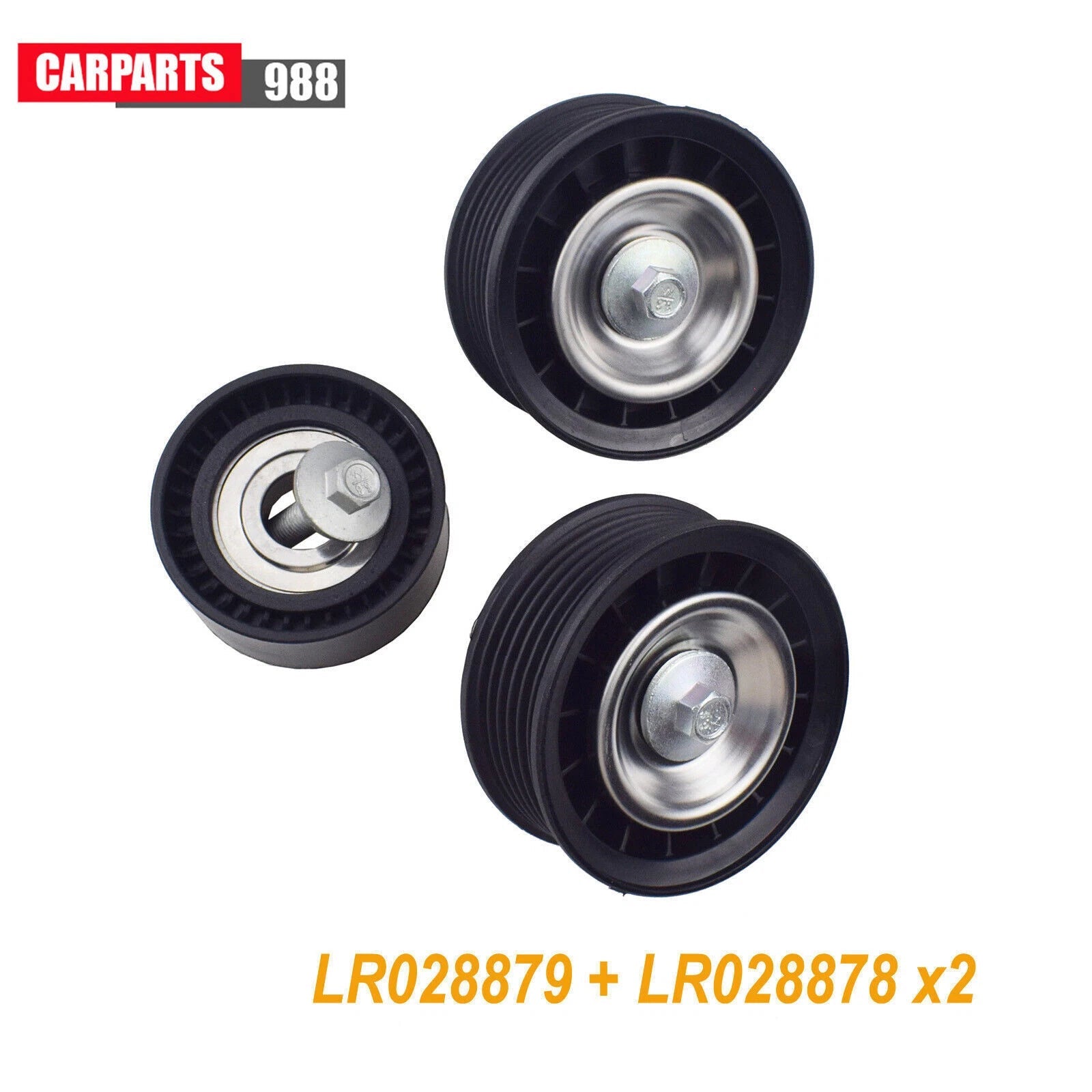3Pcs Uppe Lower Drive Belt Idler Pulley Kit For 2012-17 Range Rover Evoque 2.0L 6B93BC-57