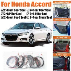 Door Rubber Seal Strips Weather Draft Wind Noise Reduction Kit For Honda Accord