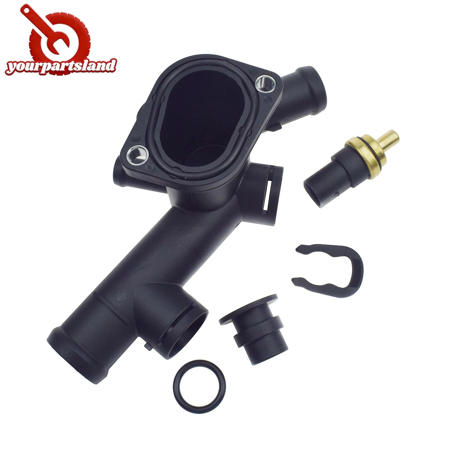 For 98-05 VW BEETLE 2.0L Coolant Hose Flange w/ Sensor 06A121132C, 059 919 501A 6B93BC-57