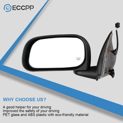 Power Heated Mirror For 2004-2009 Dodge Durango Left Side Manual Fold Black