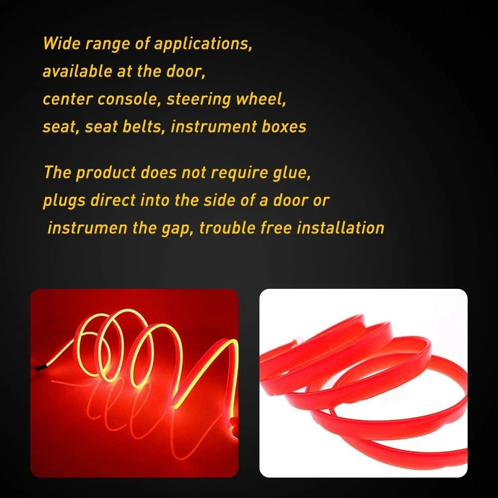 Red LED Car Accessories Interior Decor Atmosphere Wire Strip Light Lamp 5M EA 6B93BC-57
