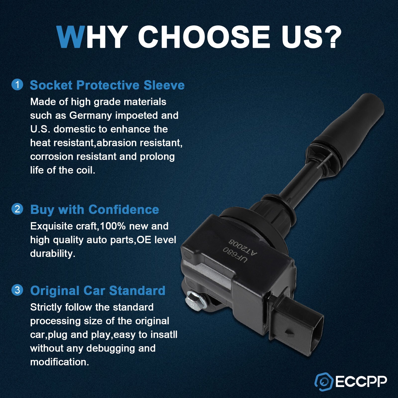 ECCPP 4 Ignition Coils For 13-19 Cadillac ATS 2.0L 17-20 Buick Envision 2.5L L4 ECCPP