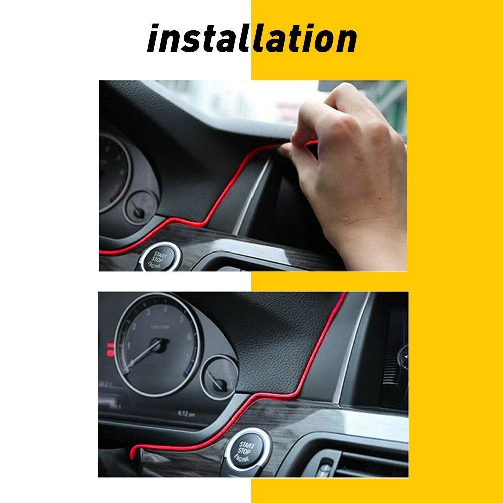 6.6FT LED Red Car Interior Decor Atmosphere Wire Strip Light Lamp Accessories 6B93BC-57