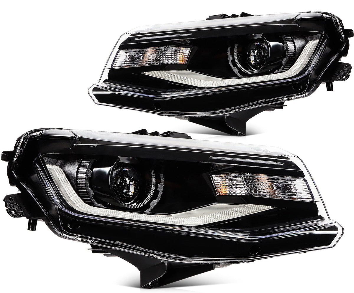 Pair Kit LED Black Headlights Assembly For 2016-2018 Chevrolet Camaro Black 6B93BC-57