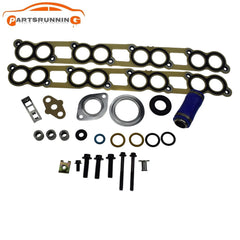 Intake Manifold Gasket Set W/Blue Hose For 2003-10 Ford Powerstroke Diesel 6.0L 6B93BC-57