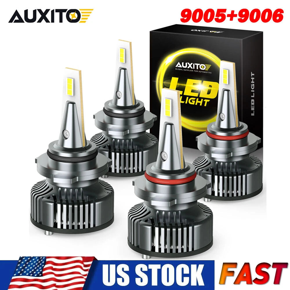 AUXITO 9005 9006 LED Headlights Bulbs Kit 6500K High Low Beam Super White Bright AUXITO