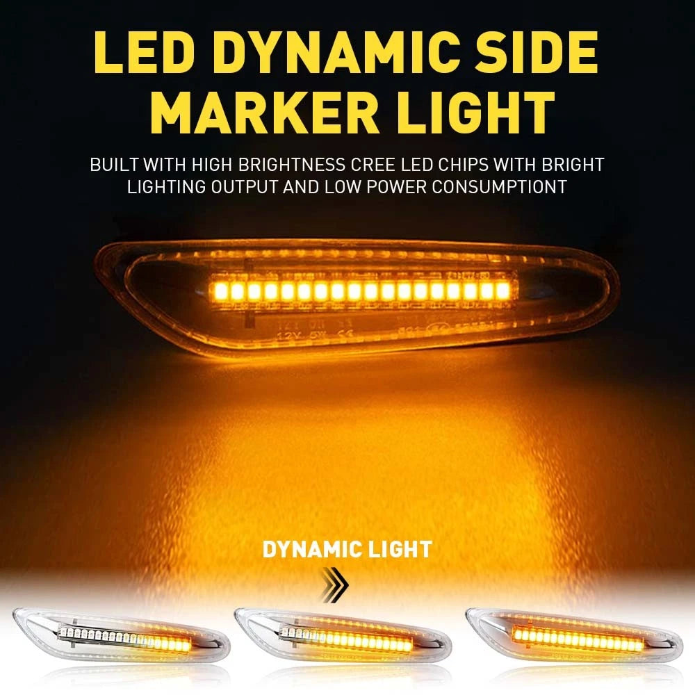 2X Sequential LED Side Turn Marker Signal Light For BMW E90 E83 E92 E82 E46 E60 6B93BC-57