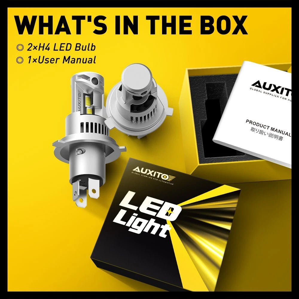 AUXITO Combo 2 H4 LED 9003 Headlight Kit Bulbs High Low Beam Super White 60000LM AUXITO
