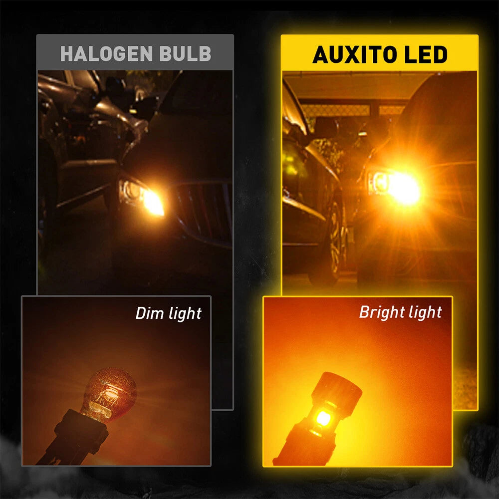 2X AUXITO 3157 LED Turn Signal Light Bulbs CANBUS Anti Hyper Flash Amber 2200K A AUXITO