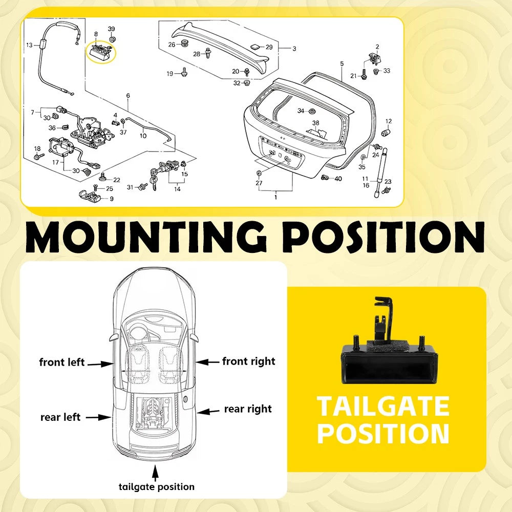 For 2007-2019 Honda Fit 4-Door Tailgate Rear Hatch Handle Trunk Latch Lock EOA 6B93BC-57