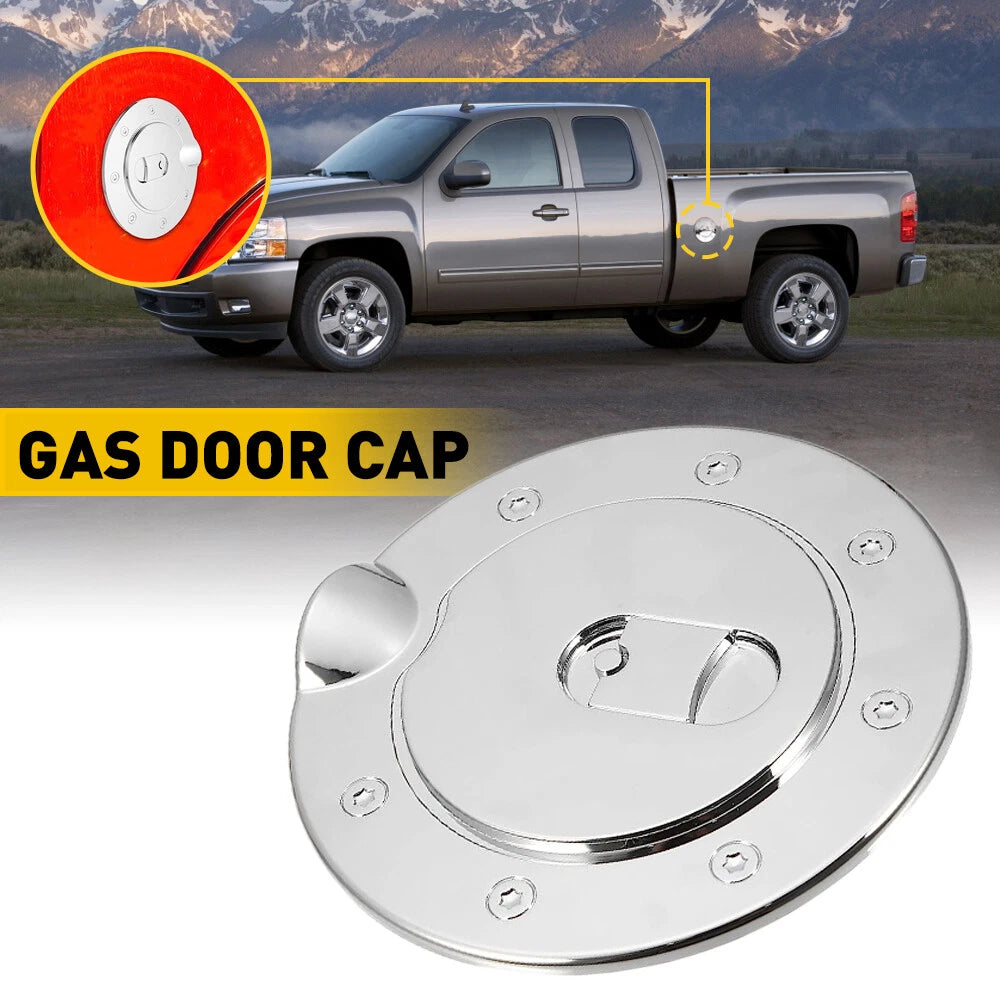 FOR 2007-2013 CHEVY SILVERADO 1500 2500 3500 HD Chrome Fuel Tank Gas Door COVER 6B93BC-57