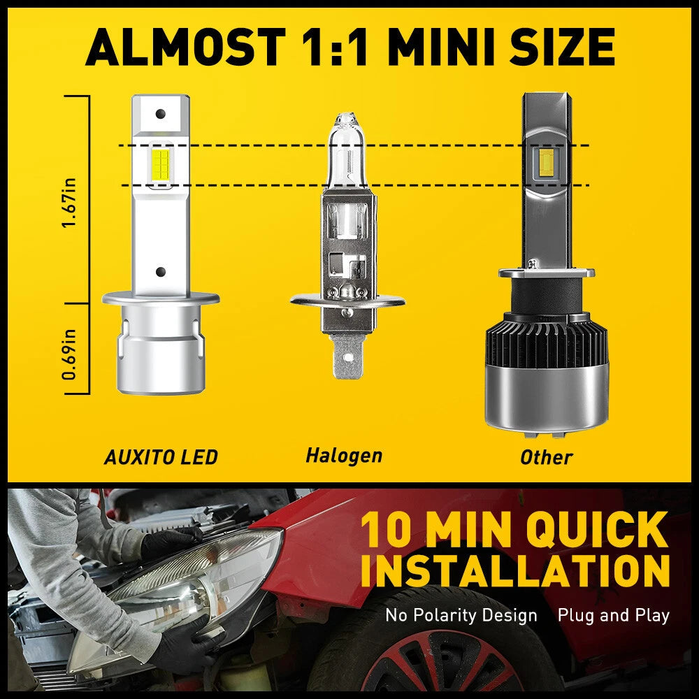 AUXITO H1 LED Headlight Bulb Conversion Kit High Low Beam Lamp 6500K White USEOA AUXITO