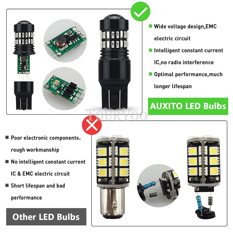 Alert Flash Strobe Blinking 7443 7440 Red LED Brake Tail Stop Signal Light Bulb 6B93BC-57