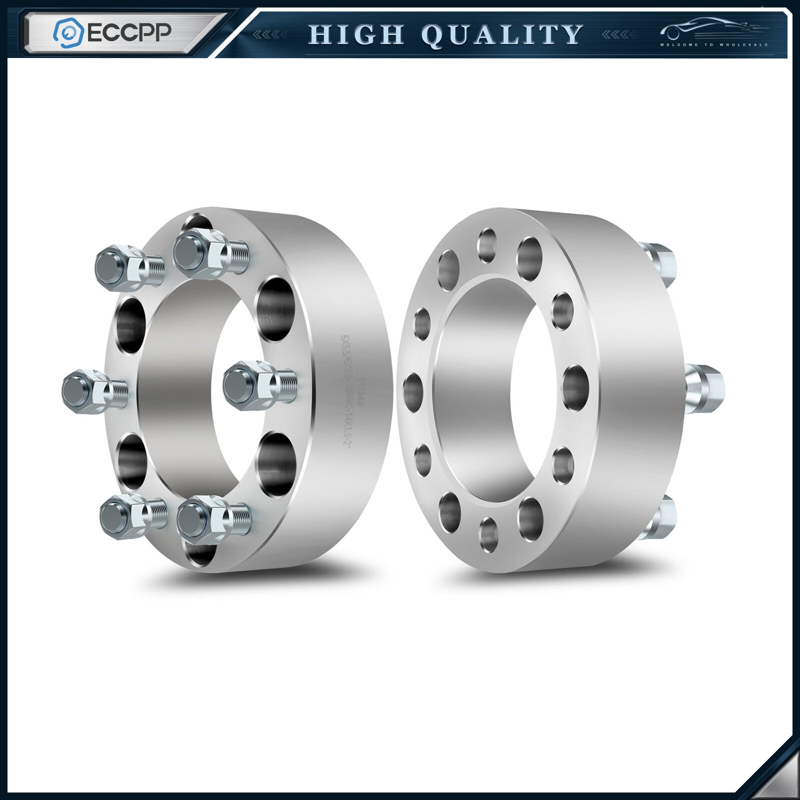 (2) 2" Wheel Spacers 6x5.5 14x1.5 Fits Chevrolet Silverado 1500 GMC K1500 K2500 6B93BC-57