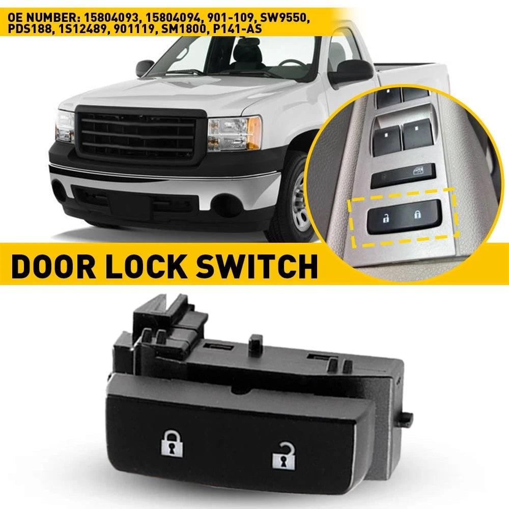 Master Door Front Lock Switch Driver Side for 2007-2013 Chevy Silverado 1500 GMC 6B93BC-57
