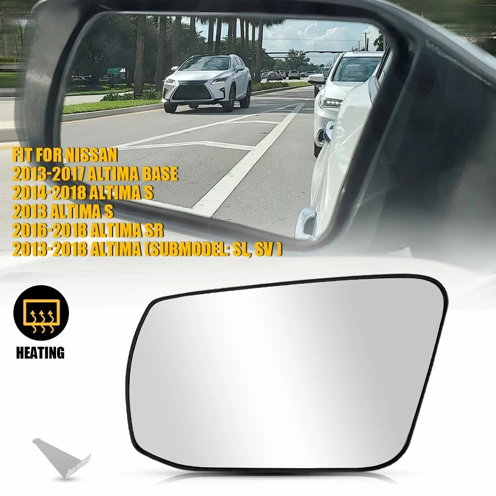 Mirror Glass For 2013-2019 Nissan Sentra with Backing Plate Left Driver Side EOA 6B93BC-57
