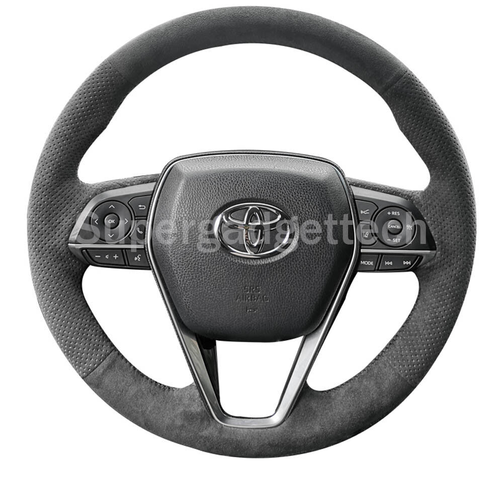 Black&Hole Suede Leather Steering Wheel Stitch on Wrap Cover For Toyota Camry
