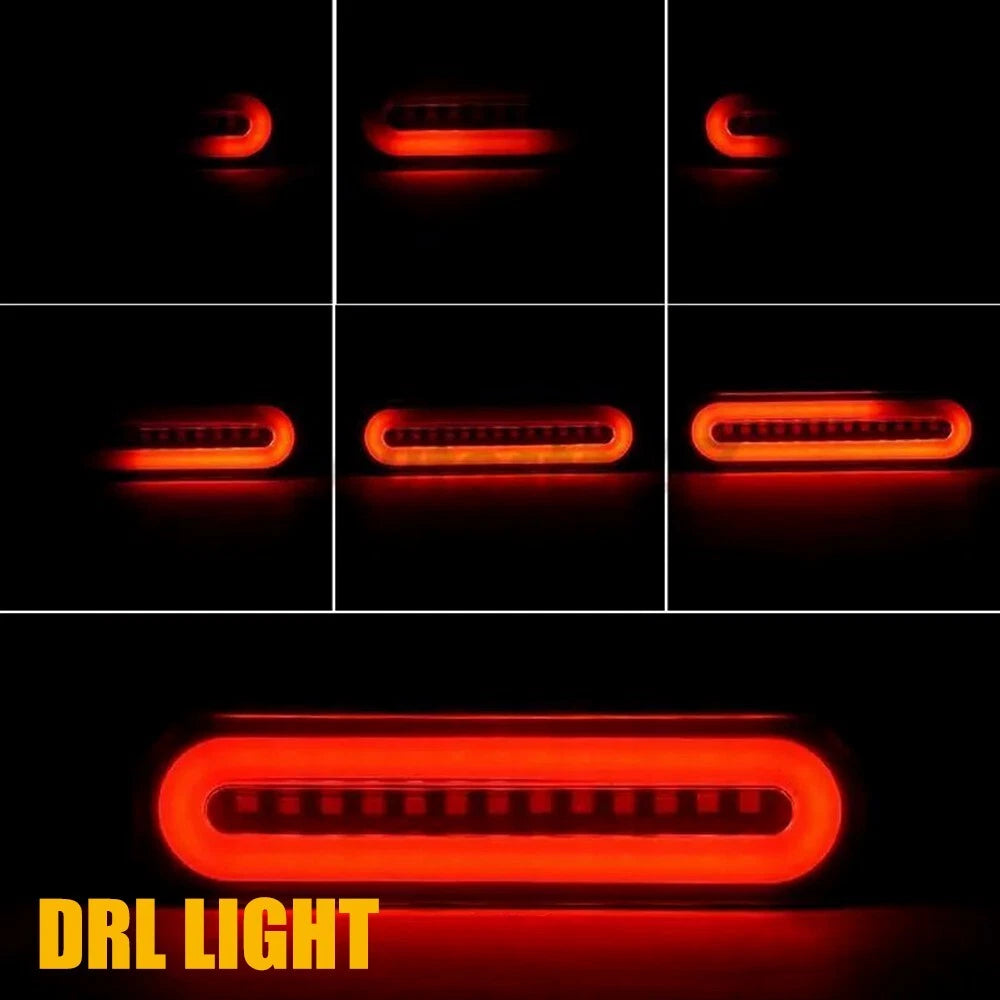 2x Red/Amber 9" 5" Oval LED Truck Trailer Stop Turn Tail Brake Light Flowing DRL 6B93BC-57