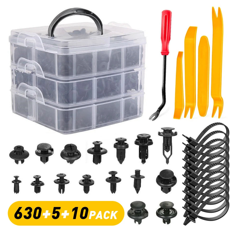 645pc Auto Fastener Mixed Car Clips Bumper Trim Fender Plastic Rivet Push Pins A 6B93BC-57