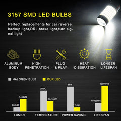 2X 3157 4057 Back up Reverse Light 3156 White LED Bulbs for Ford Crown Victoria 6B93BC-57