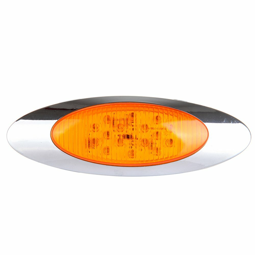 15x 6.5'' Oval Cab / Side Marker Clearance Light 16 LED Chrome Bezel& Side Light 6B93BC-57