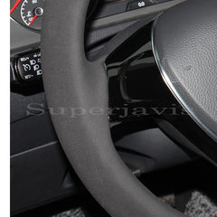 Black Suede Leather Steering Wheel Stitch on Wrap Cover For VW Golf 7 Mk7 Sharan