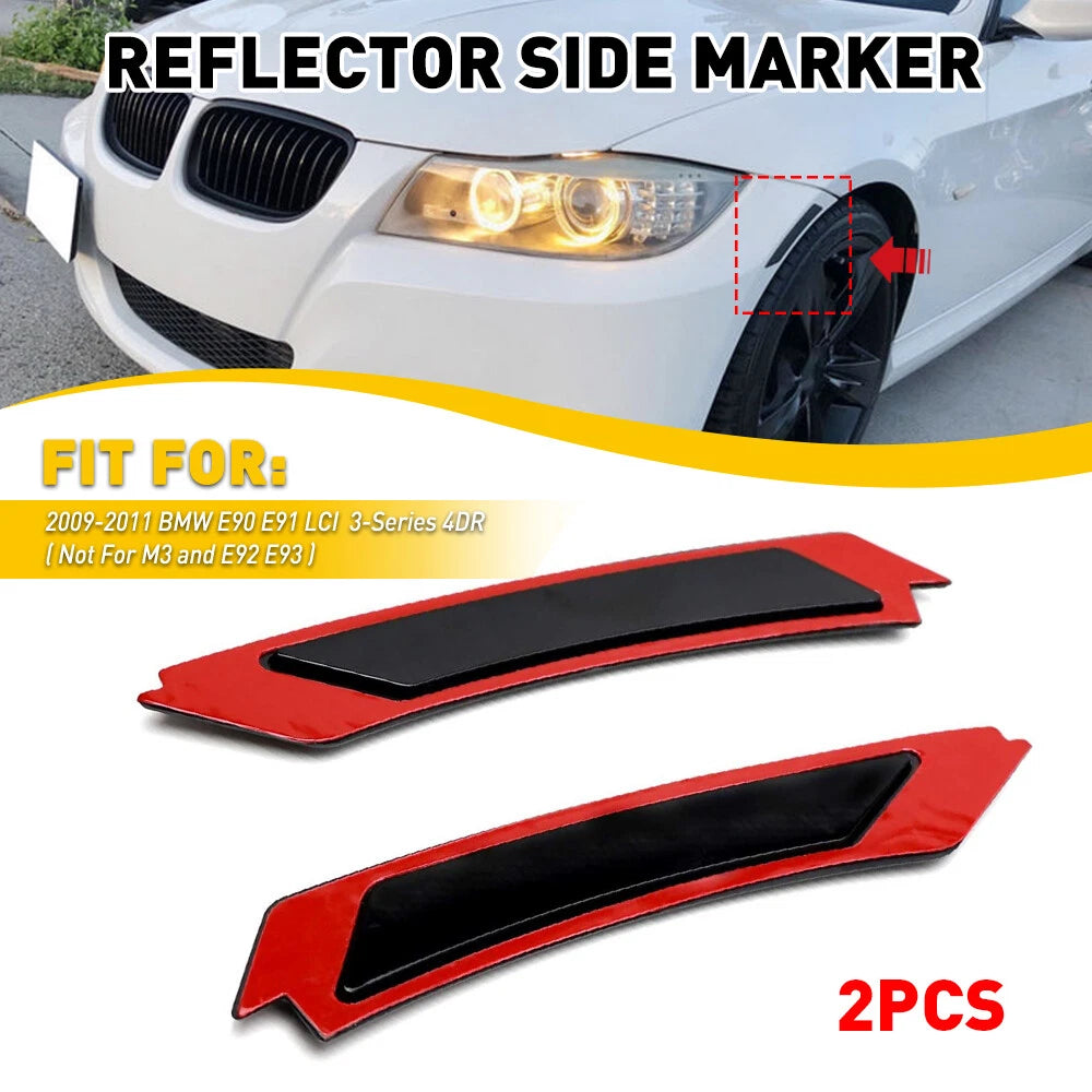 FOR 2009-2011 BMW E90 E91 LCI SEDAN SMOKE SIDE MARKER LAMPS BUMPER REFLECTOR 2PC 6B93BC-57