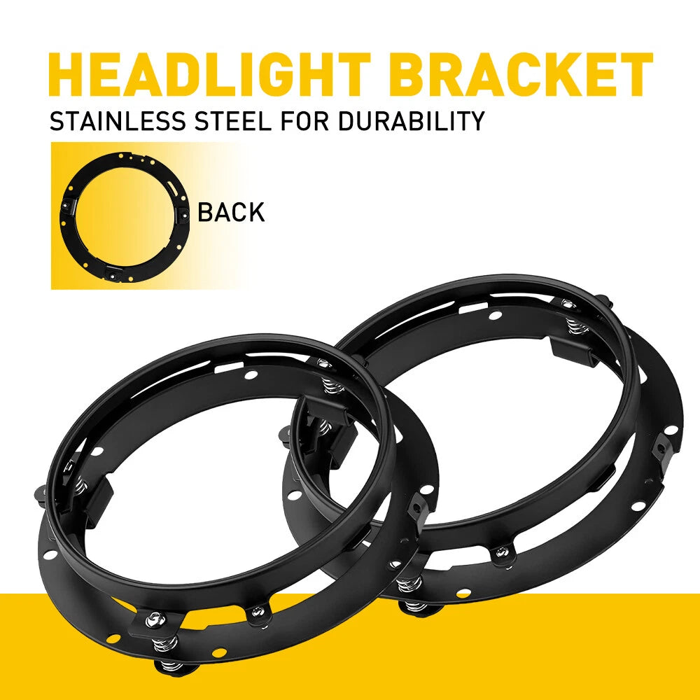 2X Round 7Inch LED Headlight Mounting Ring Bracket Adapter for Harley Touring A 6B93BC-57