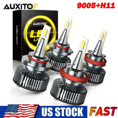 AUXITO 9005 H11 LED Headlights Bulbs Kit 6500K High Low Beam Super White Bright AUXITO