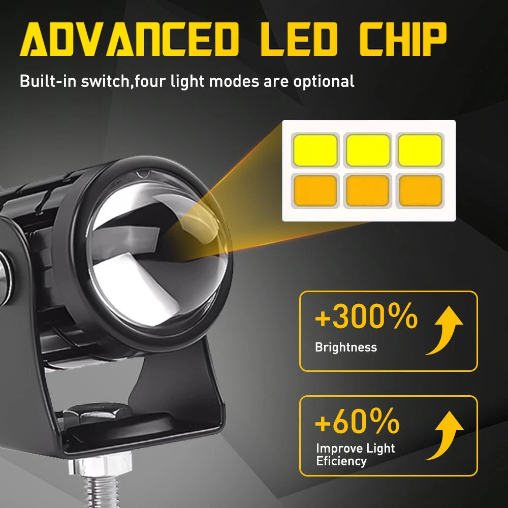 Motorcycle Auxiliary LED Light Driving Spotlights White/Amber Fog Light Truck EA 6B93BC-57