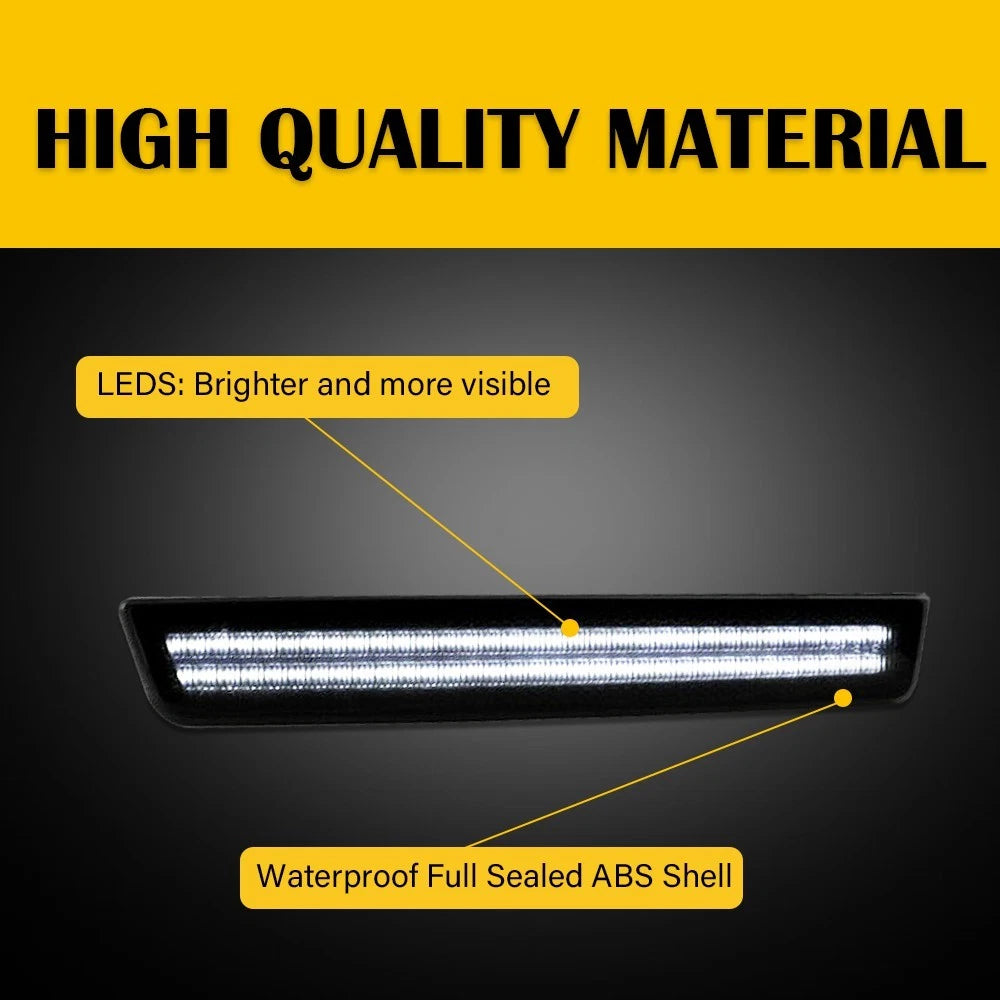 Smoked White LED Front Bumper Side Marker Lights For 2015-2022 Dodge Challenger 6B93BC-57