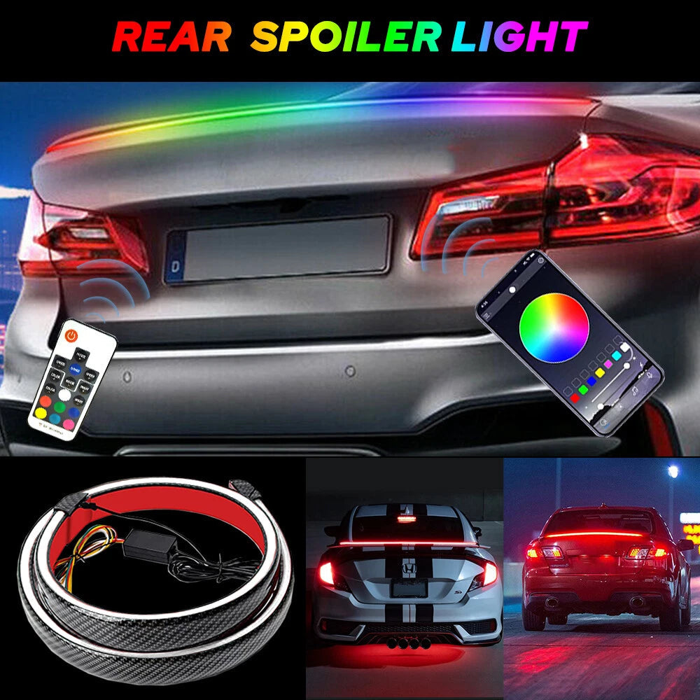 Carbon Fiber LED Car Tail Brake Light Strip Rear Lip Spoiler Trim Bright Durable 6B93BC-57