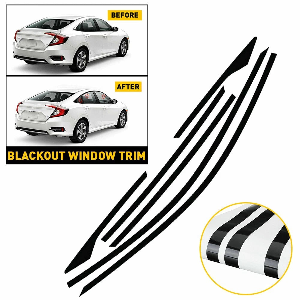 6 Chrome Delete Blackout Window Trim For 2016-2021 Honda Civic Sedan Accessories 6B93BC-57